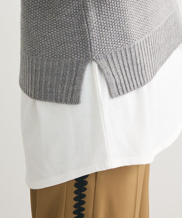 Green Parks ＳＥＴ２点　ニットベスト＋ロンＴＥＥ Gray Mixture