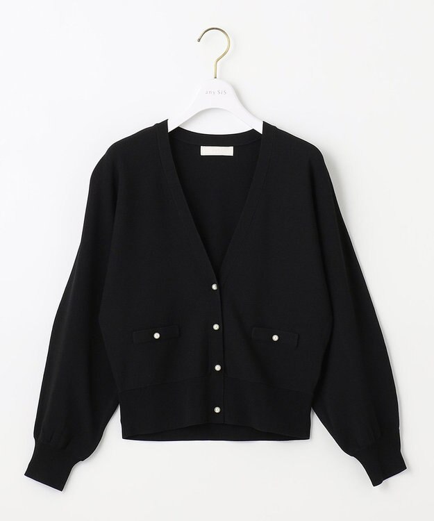 ANY SIS 【洗える】パール調ポイント カーディガン ブラック