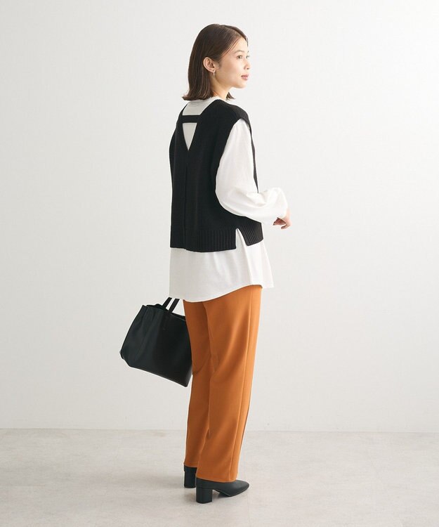 Green Parks ＳＥＴ２点　ニットベスト＋ロンＴＥＥ Gray Mixture