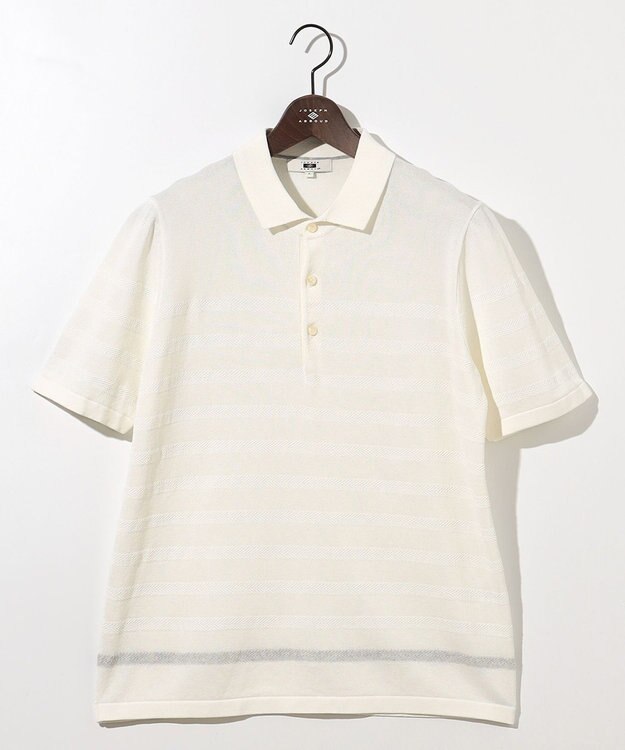 JOSEPH ABBOUD 【エコ素材/軽量/通気性/速乾性】ペーパーヤーンニット ポロ ホワイト系