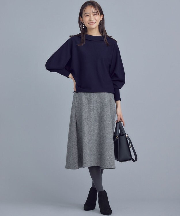 組曲 シックツイード フレアスカート ブラック系3