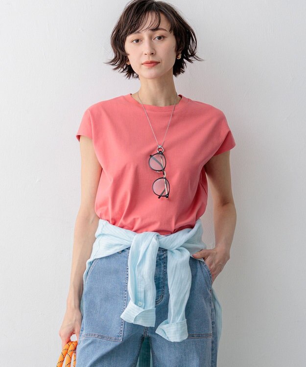 23区 S 【先行予約/WEB&一部店舗限定カラーあり】スビンハイツイスト フレンチスリーブ Tシャツ [WEB&一部店舗限定]ライトオレンジ系