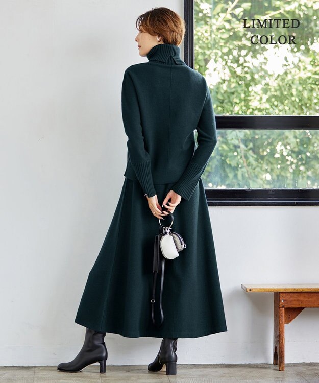 ICB L 【WEB限定カラーあり】ミルドウール ニットスカート パイングリーン系［WEB限定］