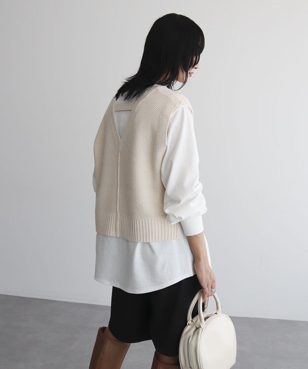 Green Parks ＳＥＴ２点　ニットベスト＋ロンＴＥＥ Gray Mixture