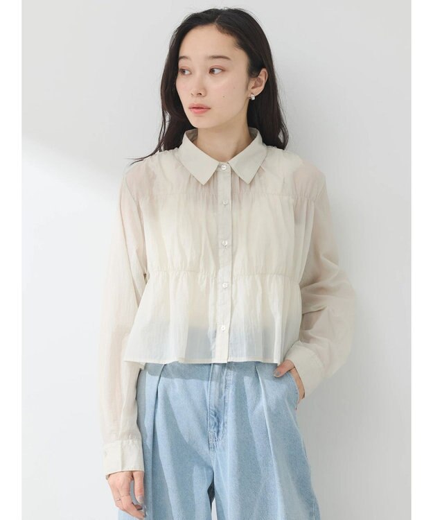 earth music&ecology シャーリングシャツ Gray Beige