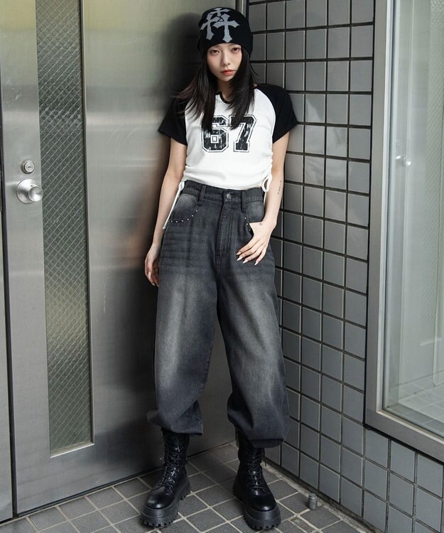 WEGO キーネックサイドレースアップちびT 柄7