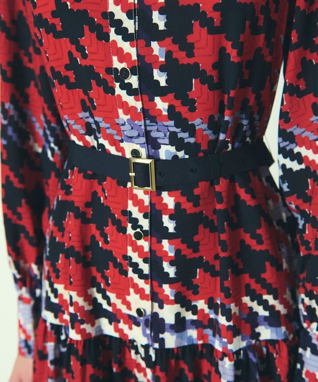 GRACE CONTINENTAL キカプリントティアードワンピース レッド