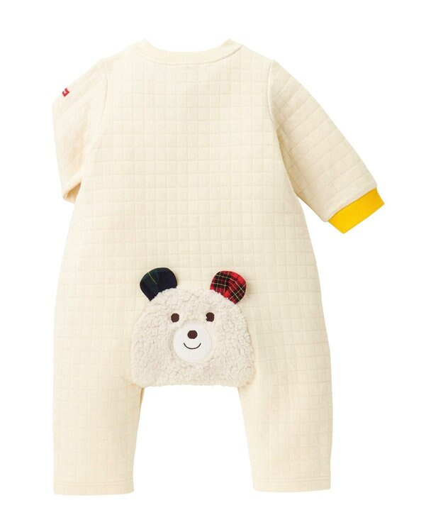 MIKI HOUSE HOT BISCUITS 【70-80cm】 顔ドン ニットキルト カバーオール アイボリー