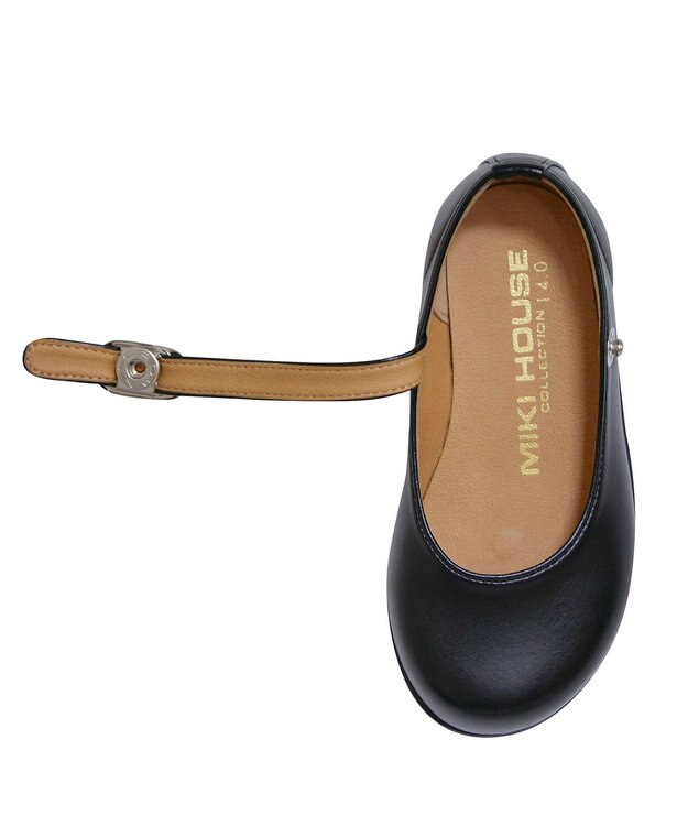 MIKI HOUSE HOT BISCUITS 【ミキハウス】 合成皮革ワンストラップシューズ 黒