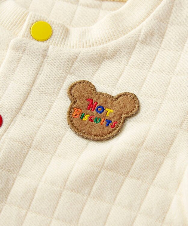 MIKI HOUSE HOT BISCUITS 【70-80cm】 顔ドン ニットキルト カバーオール アイボリー