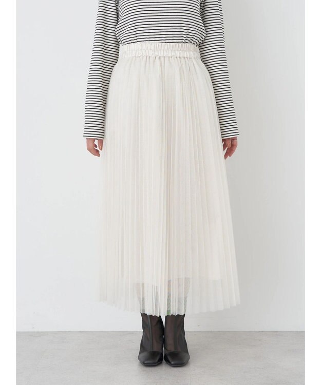 earth music&ecology チュールプリーツスカート Ivory