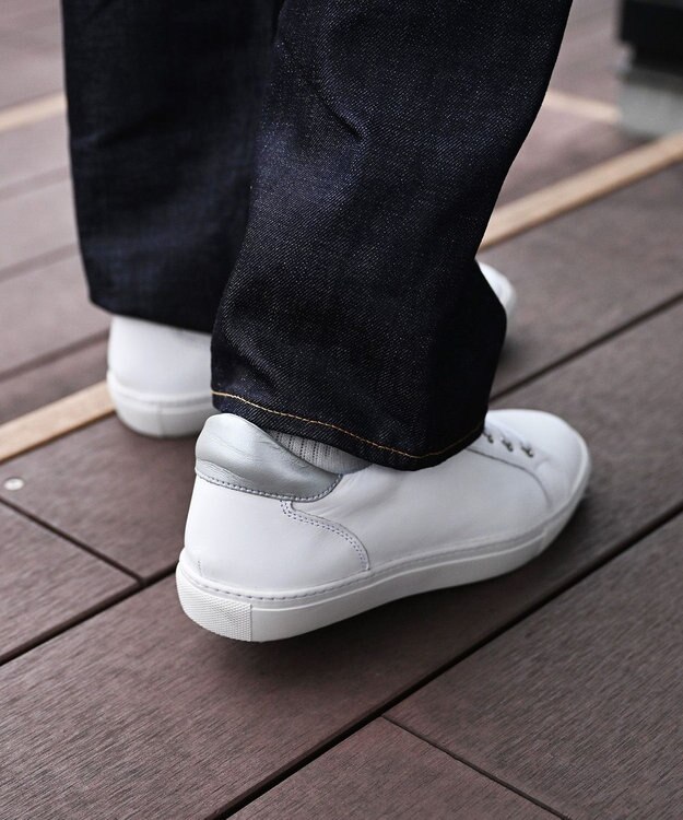 Pointer 本革大人スニーカー ホワイト×シルバー