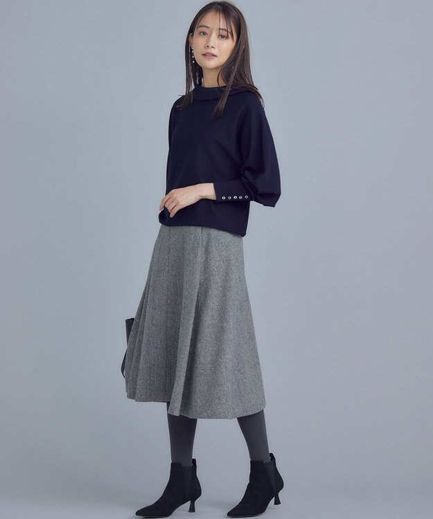 組曲 シックツイード フレアスカート ブラック系3