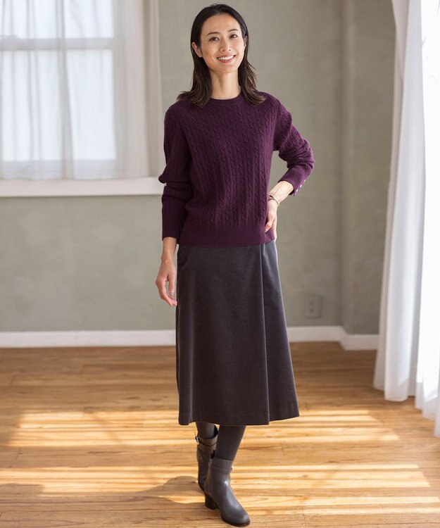 J.PRESS LADIES L 【洗える・吸水速乾】AIRDUROY LIGHT コーデュロイ スカート グレー系