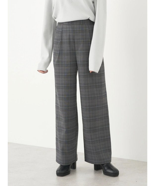 earth music&ecology チェックストレートパンツ Check Gray