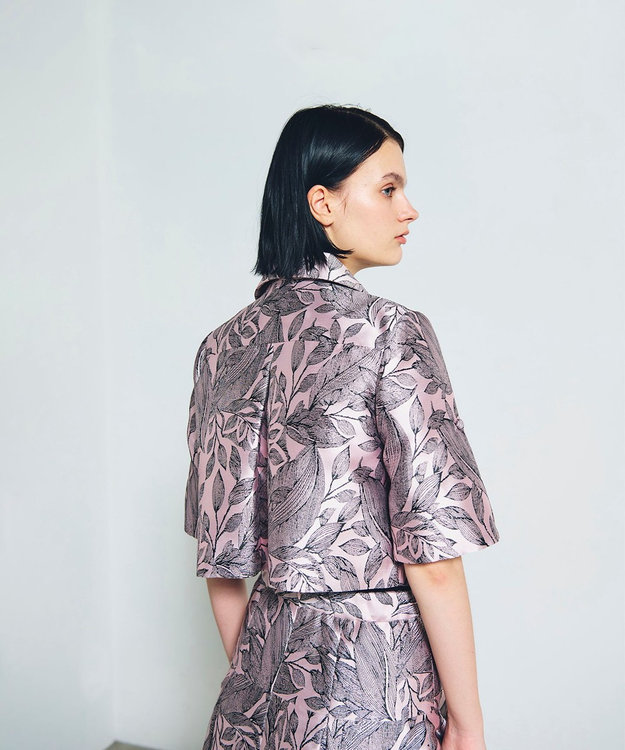 GRACE CONTINENTAL ボタニカルジャガードシャツ ピンク