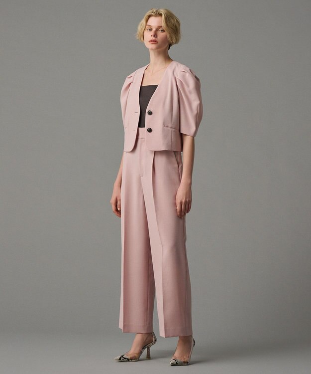 uncrave 【佐藤晴美さん着用】ウォッシャブルドライサップ ワイドパンツ(サスペンダー付き) ピンク