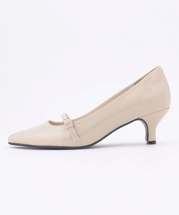 ANY SIS 【23.0~24.0cm】ミニストーンバックル パンプス ベージュエナメル