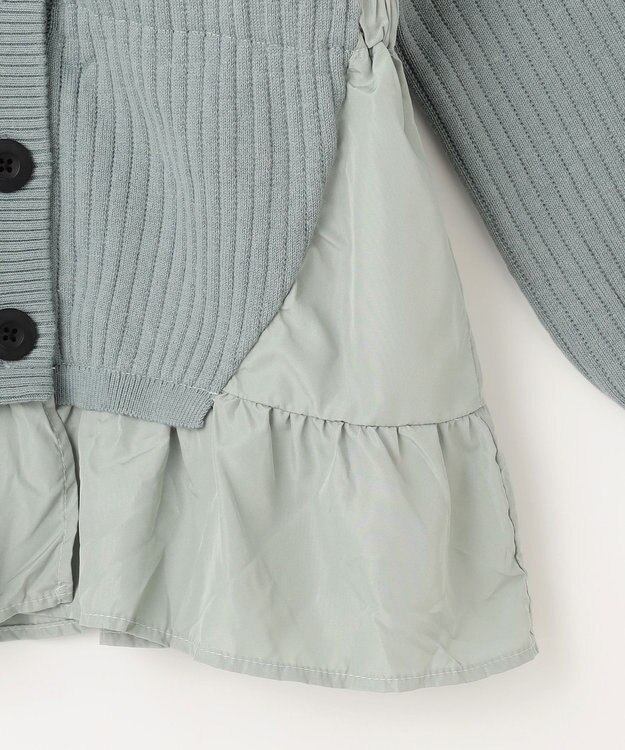 Feroux 【洗える】ペプラム カーディガン ライトグリーン系