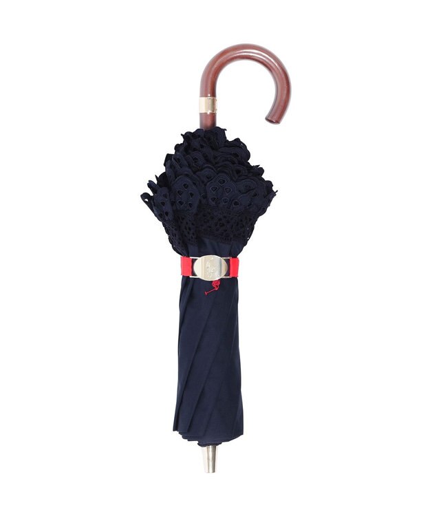 MOONBAT 【遮光/晴雨兼用日傘】POLO RALPH LAUREN（ポロラルフローレン） 折りたたみ日傘 エンブフリル 遮熱 UV ディープブルー