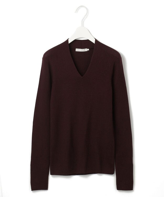 ICB 【新色追加・洗える】エクストラファインメリノ Vネックプルオーバー バーガンディ系