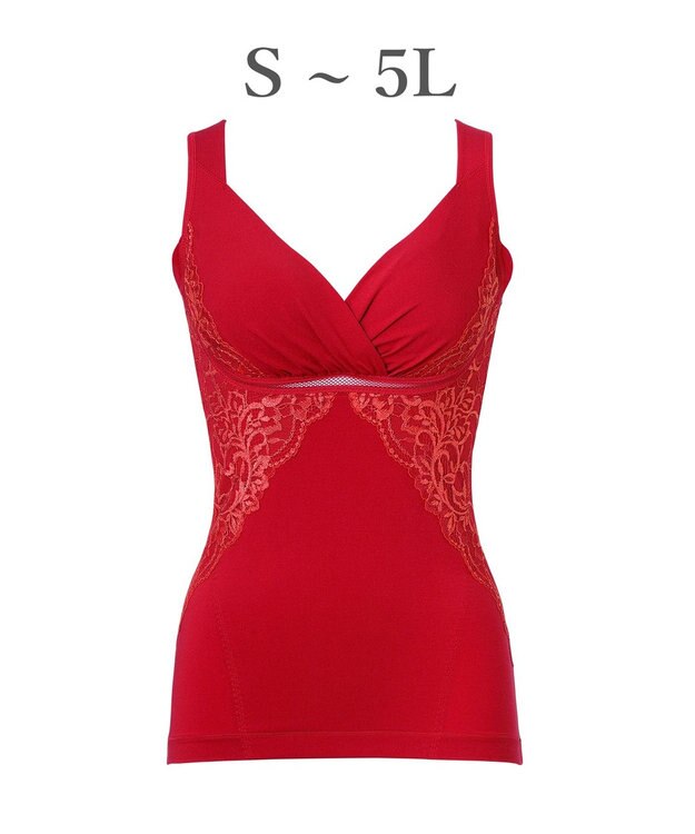 BRADELIS New York 【BRADELIS NewYork peace】綿混キャッチャーカップレースブラキャミ25 ノンワイヤー 補正下着 補整 カップ付き ブラトップ ボディシェイパー ルージュ