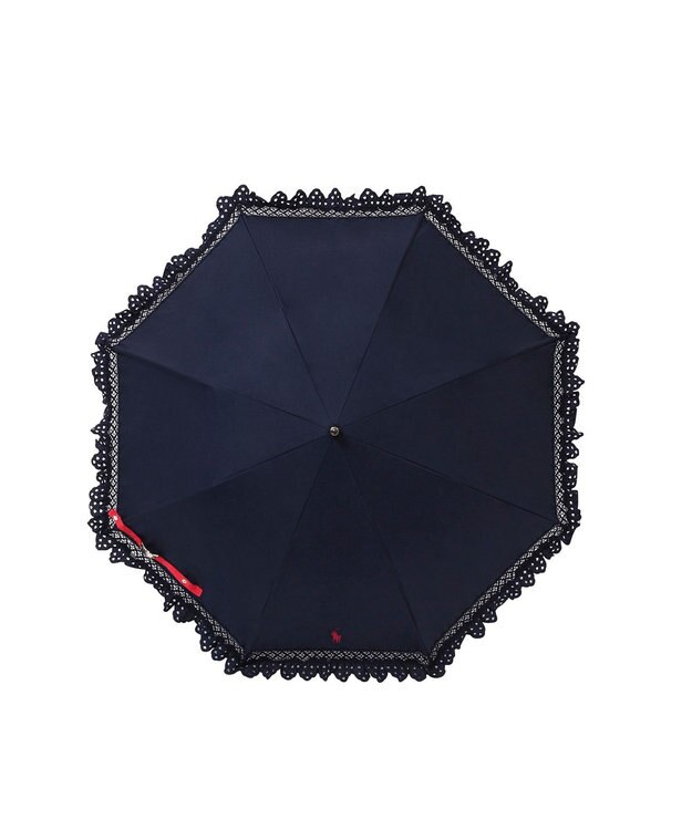 MOONBAT 【遮光/晴雨兼用日傘】POLO RALPH LAUREN（ポロラルフローレン） 折りたたみ日傘 エンブフリル 遮熱 UV ディープブルー