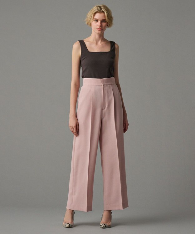 uncrave 【佐藤晴美さん着用】ウォッシャブルドライサップ ワイドパンツ(サスペンダー付き) ピンク