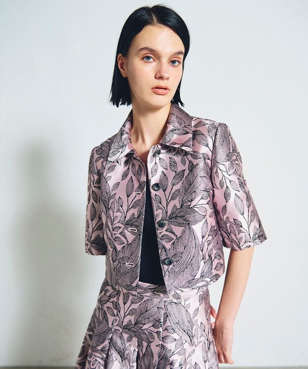 GRACE CONTINENTAL ボタニカルジャガードシャツ ピンク