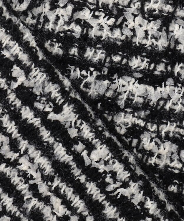 ANY L 【洗濯機可】ツイードニットジャケット ブラック×ホワイト