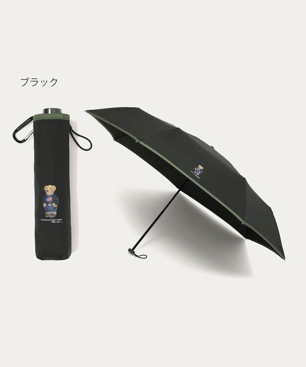 MOONBAT 【WEB限定】POLO RALPH LAUREN(ポロ ラルフローレン)FLAG BEAR 雨傘 折りたたみ傘 ユニセックス ブラック