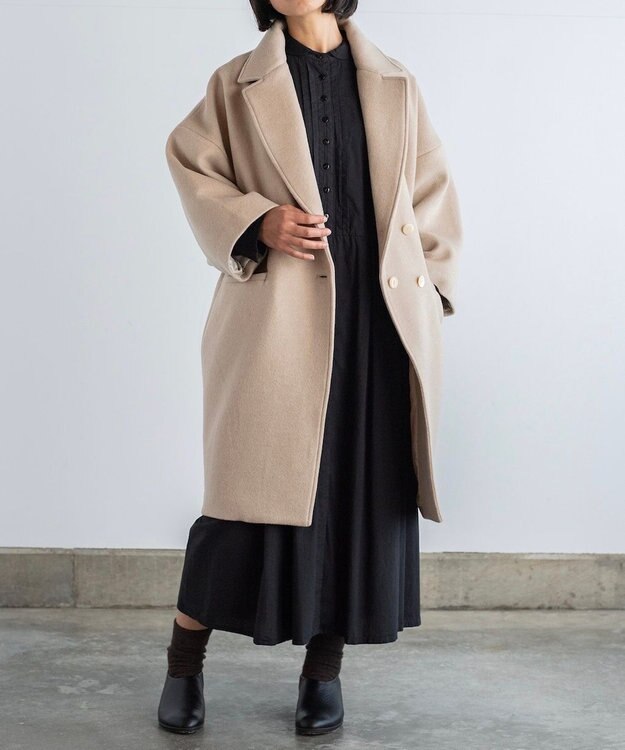 muuc 〈軽くて暖かい上質ウール混〉野ばら刺繍のコート ベージュ