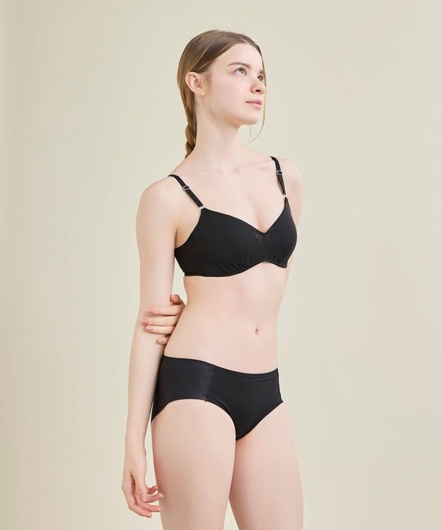 une nana cool 【リニューアル】364ブラ シンプル ノンワイヤーブラ ブラック