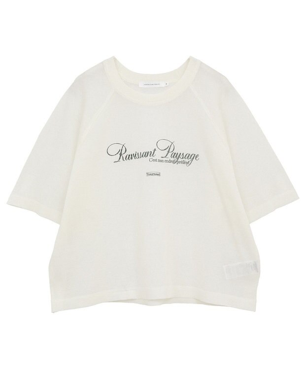 AMERICAN HOLIC プリントロゴシアーニットプルオーバー Ivory