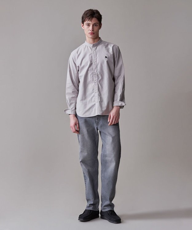 J.PRESS MEN 【IVY COLLECTION】【KING SIZE】バックブル ロンストクレイジーパターン バンドカラーシャツ ベージュ系1