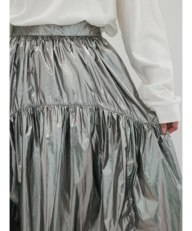 Green Parks ・ＥＬＥＮＣＡＲＥ　ＤＵＥ　メタリックティアードスカート Black Silver