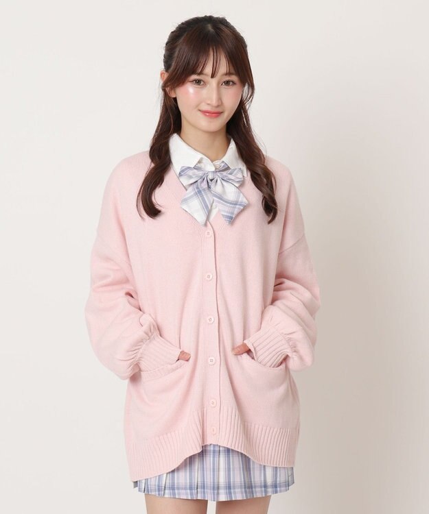 WEGO 【SCHOOLITEM】ニットカーディガン ライトピンク