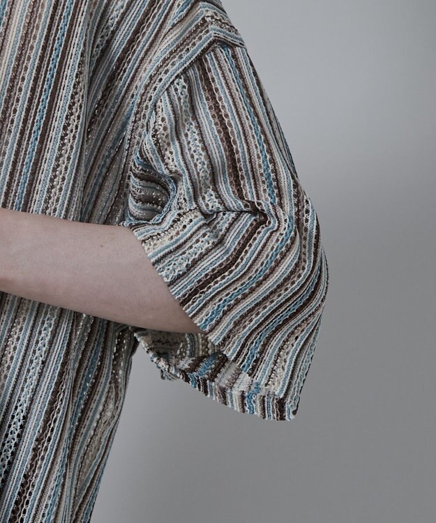 WEGO ストライプメッシュBIGシャツ（S） 柄1