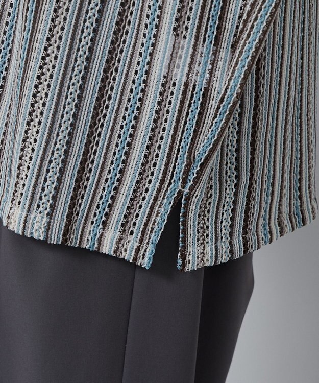 WEGO ストライプメッシュBIGシャツ（S） 柄1