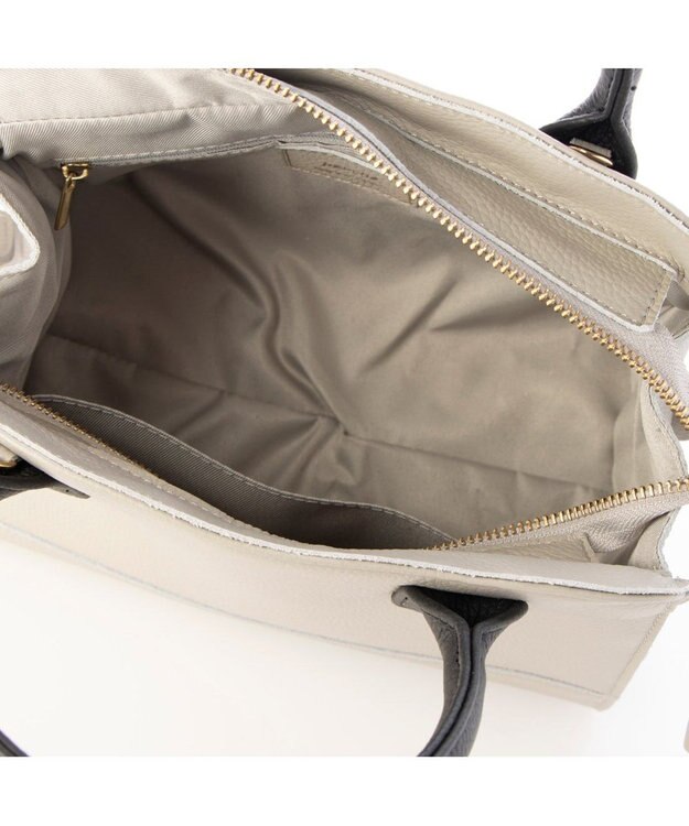 UNBILLION ペルケ perche / 牛革スクエア2way手提げ ライトグレー