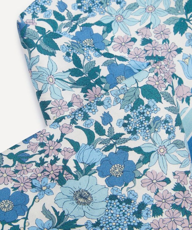 LIBERTY. クララベル　15x100 リボン シルク スカーフ ブルー