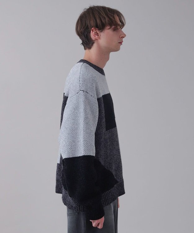 WEGO 【ユニセックス着用ITEM】ベロアモールカラーブロックプルオーバー ブラック中濃色