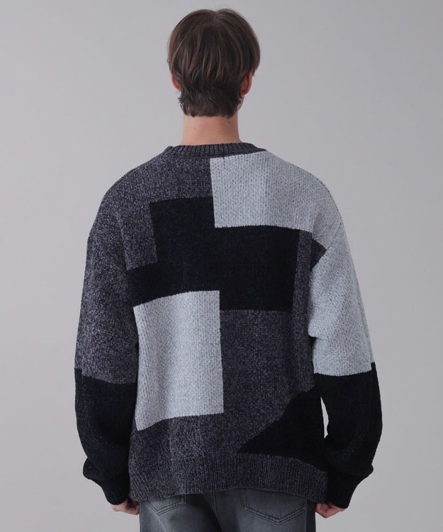 WEGO 【ユニセックス着用ITEM】ベロアモールカラーブロックプルオーバー ブラック中濃色