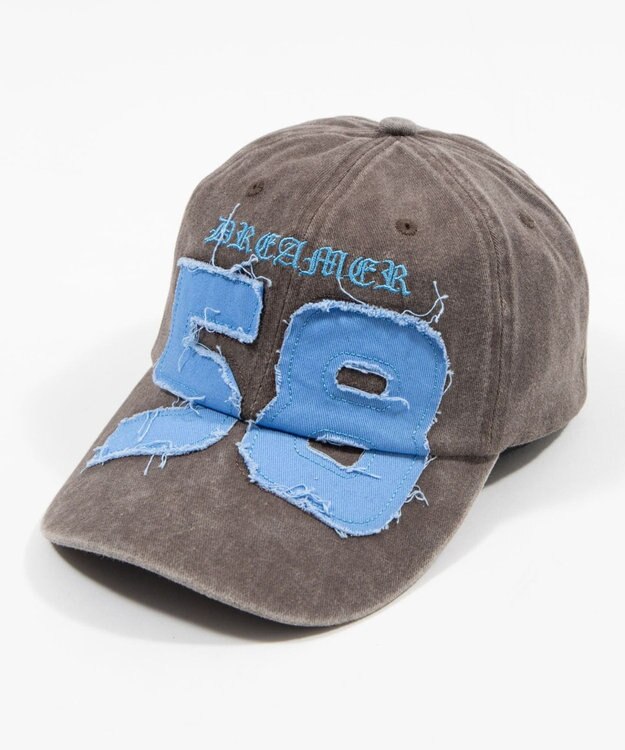 WEGO ナンバリングアップリケキャップ ブラウン