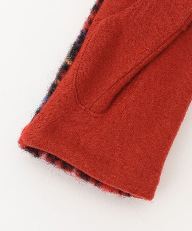 ORuKuBET ラングヘアシャギーチェック3Wayジャージグローブ(WOMEN)【タッチパネル対応】 レッド