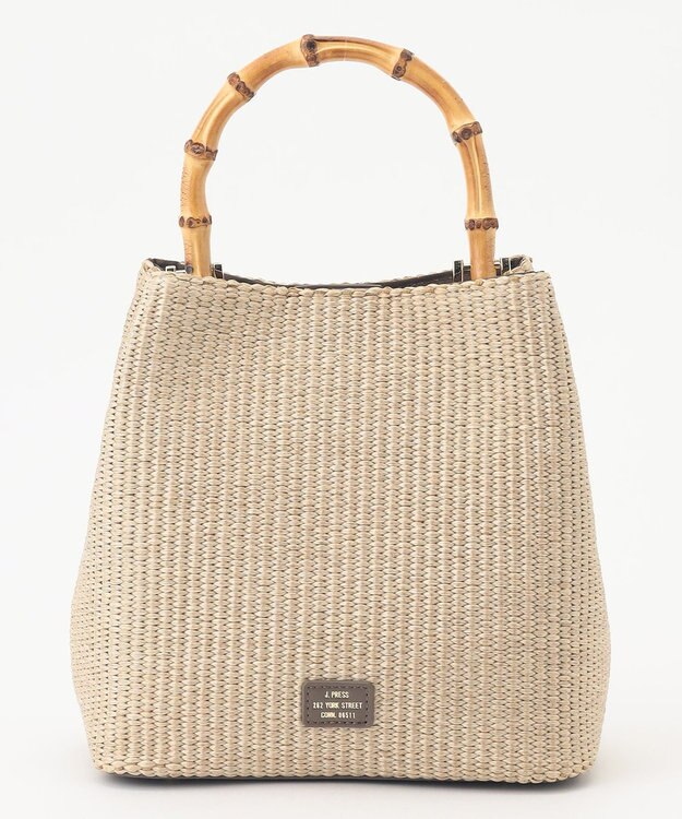 J.PRESS LADIES 【2way】 バンブー カゴ バッグ ナチュラル×モカ系