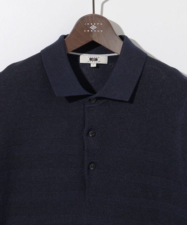 JOSEPH ABBOUD 【エコ素材/軽量/通気性/速乾性】ペーパーヤーンニット ポロ ネイビー系