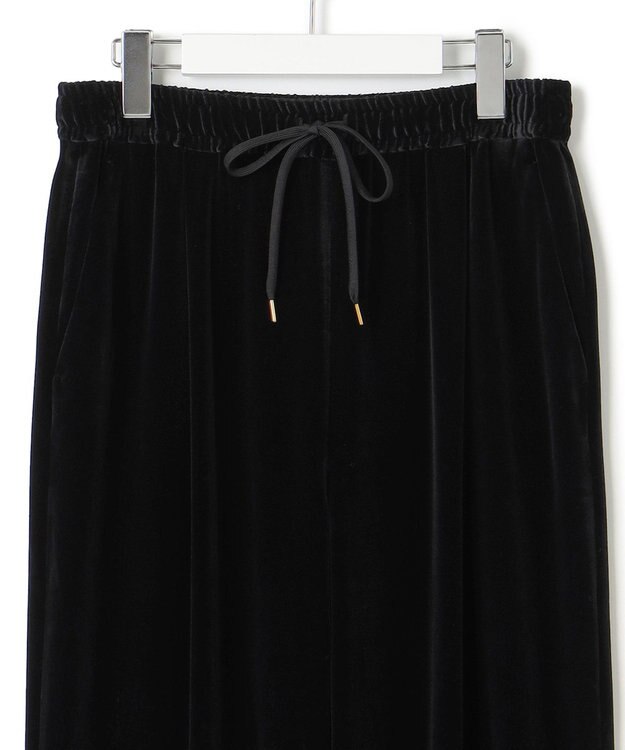 23区 L 【洗える】ベロアスムース ドロスト パンツ ブラック系