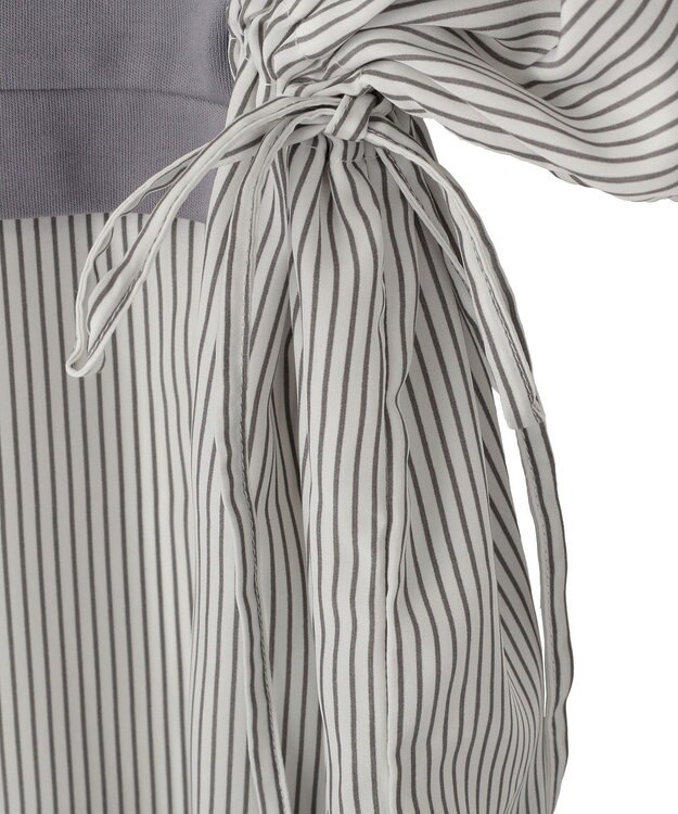 Green Parks 脇リボンドッキングチュニック Stripe Gray