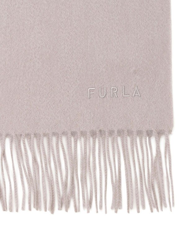 MOONBAT FURLA(フルラ）カシミヤ100％ 無地 マフラー ロゴ刺繍 手洗いOK モカブラウン